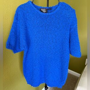 VINTAGE Rainbow Ridge Vibrant Blue Knit Top size Large